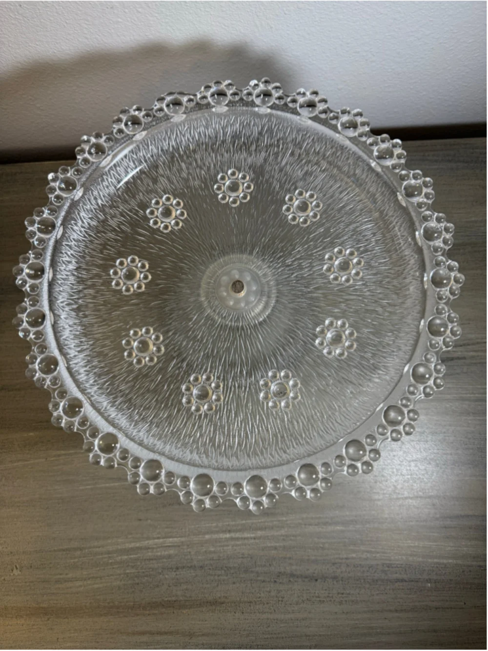 Vintage Masserini Barocco Attributed Clear Glass Pedestal Cake Stand 11.5